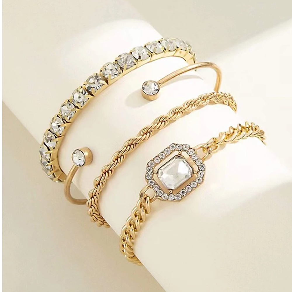 Luxe Statement Rhinestone rope Bracelet Set - Picture 3 of 5